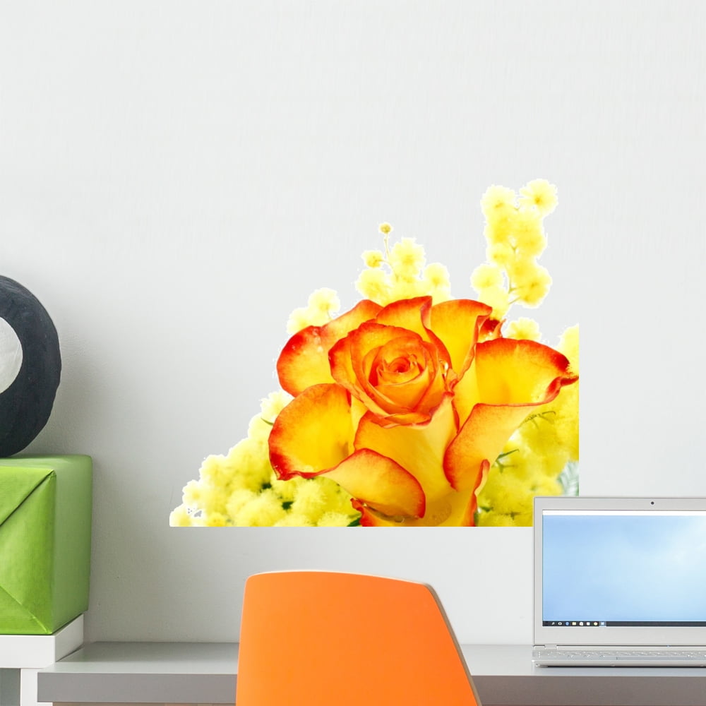 Red and Yellow Rose Wall Mural by Wallmonkeys Peel and Stick Graphic