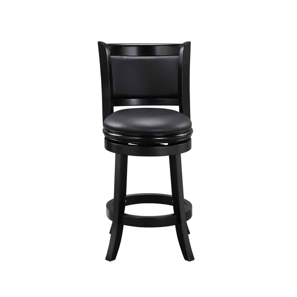 Boraam Augusta Counter Height Swivel Wood Kitchen Bar Stool, Black Finish