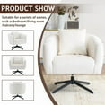thumbnail image 3 of 360° Swivel Accent Chair, Modern Velvet Fabric Living Room Armchair, Comfy Wide Upholstered with Fluffy Cushion and Metal Legs, Barrel Chairs for Living Room, Lounge, Office Off white, 3 of 17