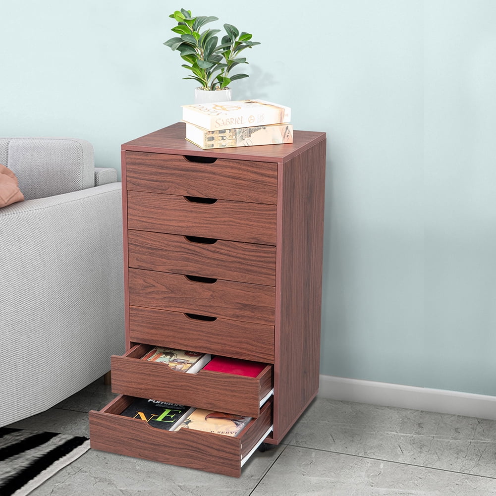 Lowestbest Printer Stand with Wheels, Seven Drawers Mobile Office Cabinet,Dark Walnut Lowestbest Printer Stand with Wheels, Seven Drawers Mobile Office Cabinet,Dark Walnut