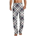 thumbnail image 2 of Ftwytp Men's Plaid Pyjama Bottoms Straight Fit Lounge Check Nightwear Trousers Elasticated Waist Drawstring Comfy Pajama Sleep Pants with Pockets, 2 of 5