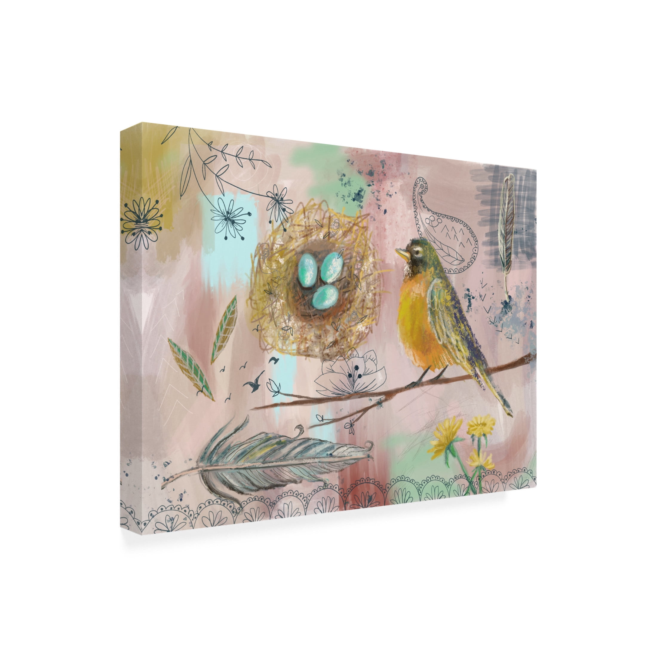 Canvas Wall Art - Christine Rotolo 'Robins Eggs 1' Wall Art for Living Room, Bedroom, or Office Décor by Trademark Fine Art - 32 x 24 Inches