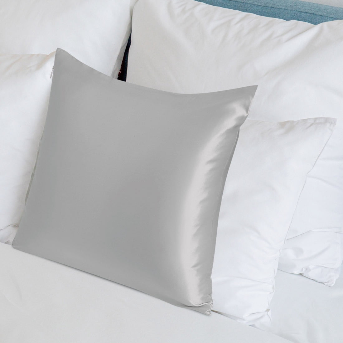 PiccoCasa Silk Pillowcase for Hair and Skin, 22 Momme Silk Pillow Cases Covers with Zip Standard Grey