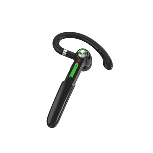 TWS Auricular con gancho para la oreja Auricular con control de voz recargable compatible con Bluetooth 10 horas de reproducción Funcionando con micrófono Negro Verde 1 pieza Monstrate EL005161-02B