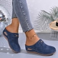 thumbnail image 4 of Rokment Orthopedic Arch Support Wedges Clogs Mules Dress Sandals for Women 2026 Summer Fashion Casual Comfortable Suede Closed Toe Orthotic Mid Heels Walking Dressy Slip on Slides Blue Size 8, 4 of 6