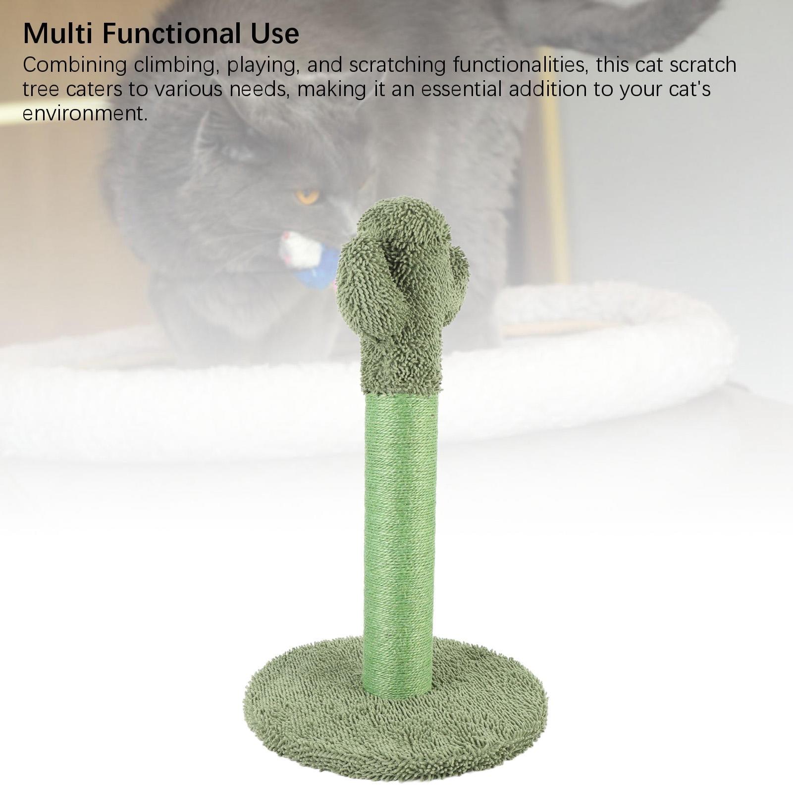 Suodoka Green Cactus Cat Scratching Post – Compact, Wear‑Proof Sisal, Multi‑Functional Climb & Play Toy for Indoor Cats