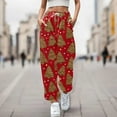 thumbnail image 2 of Fiaer Christmas Womens Sweatpants Plus Size Trendy Baggy Pants High Waisted Funny Graphic Xmas Trousers with Pocket Red S, 2 of 5