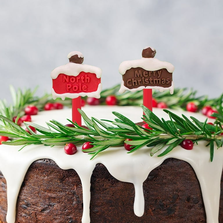 Cake Pan Rectangle Ceramic Fondant Cake Christmas Road Sign Merry