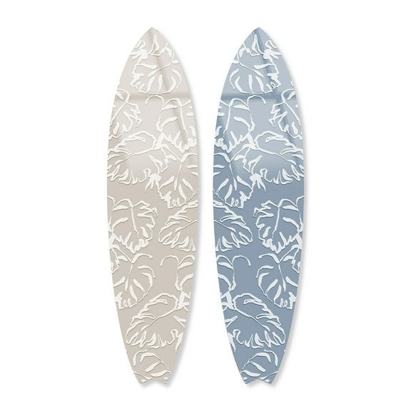 Notoriart Monstera Duo Tone Surfboard Set Acrylic Wall Art Die-Cut Coastal Modern High-Gloss Home Decor, 15" x 60"