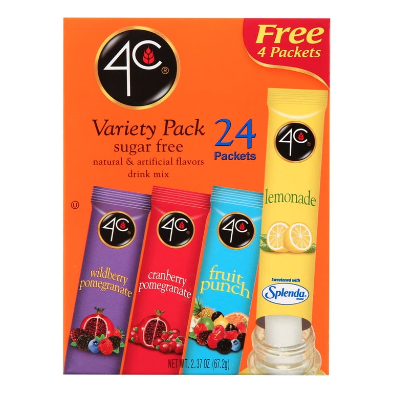 4C Totally Light 2Go Flavor Packet Drink Mix, Sugar-Free, Lemon