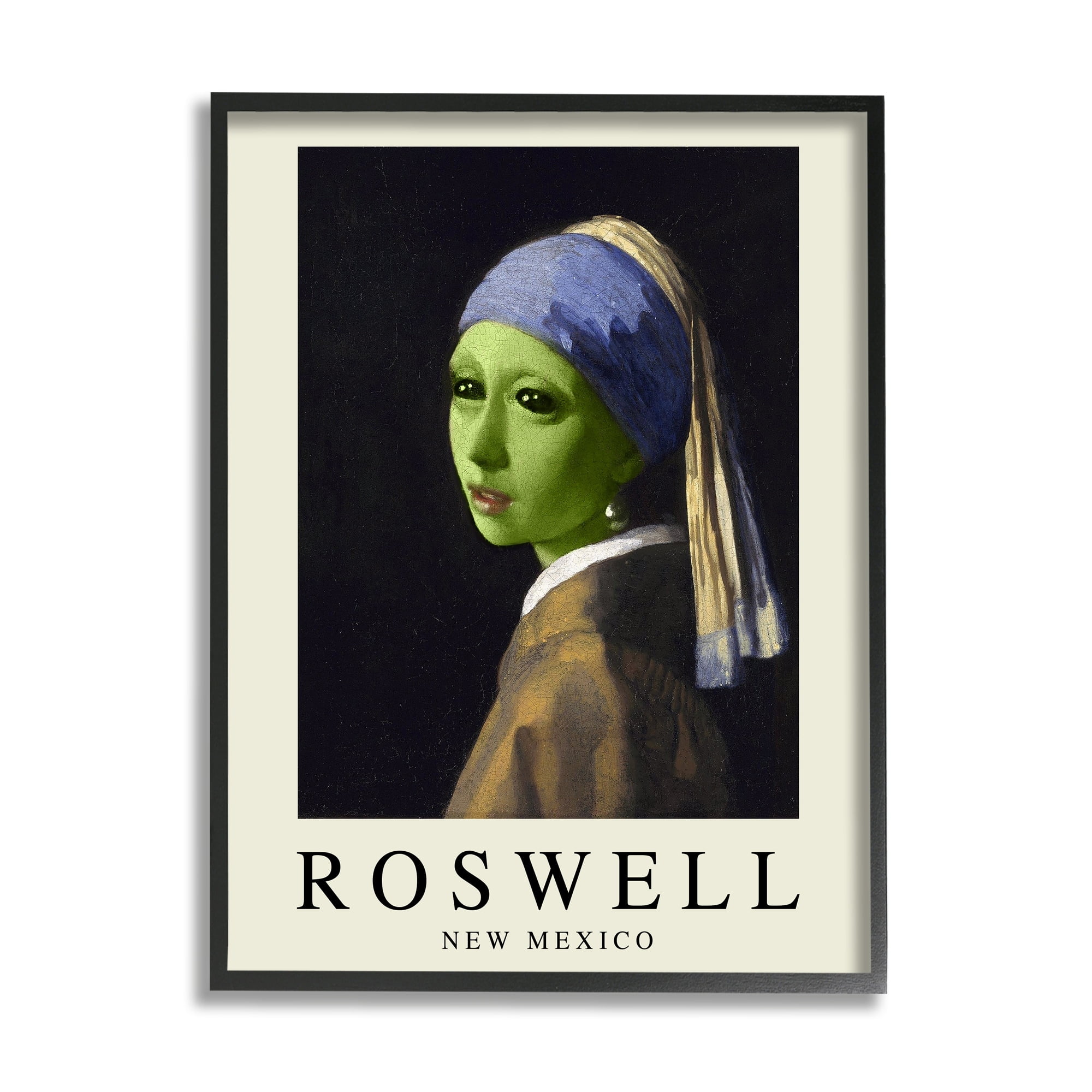 Stupell Industries Funny Alien Girl Roswell NM Travel & Places Painting Gray Framed Art Print Wall Art