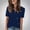 Navy, variant on TAGOLD Summer Casual Tops,Plus Size T-shirt Blouse for Womens, Women's Solid Color Short Sleeved V-Neck Button Casual Fashionable