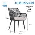 thumbnail image 3 of JOIVI Outdoor Dining Chairs Set of 2, Wicker Patio Chairs with Metal Frame, Rattan Indoor-Outdoor Chairs with Armrest and Seat Cushions, Black, 3 of 8