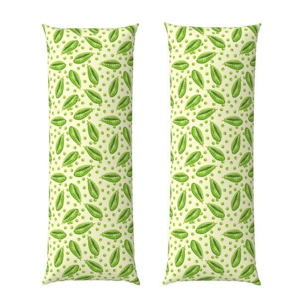 Balery Green Peas Funda Protectora para Almohada Corporal de Algodón Hipoalergénico con Cierre(55 x 21 pulgadas), Almohadas No Incluidas