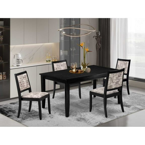 East West Furniture Dudley 5-Piece Modern Dining Set in Black Finish