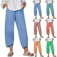 thumbnail image 1 of Sentmoon Stretchy Pants for Women Solid Color High Elastic Waist Jogging Pants for Women Plus Size Loose Fit Linen Elastic Waist Pants for Women for Summer and Hot Weather, 1 of 5