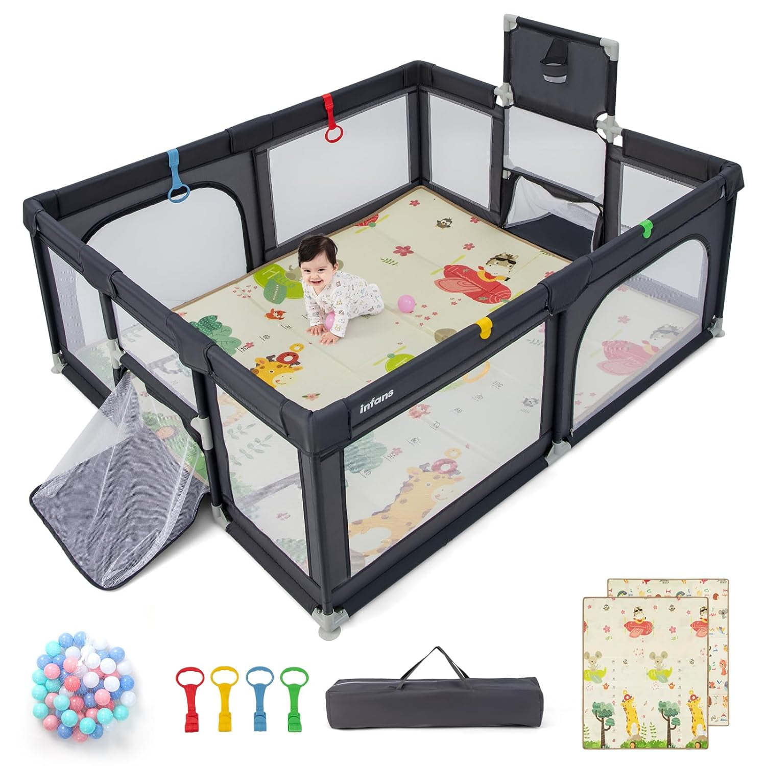 OLAKIDS Baby Playpen, 74” x 62” Extra Large Baby Play Yard