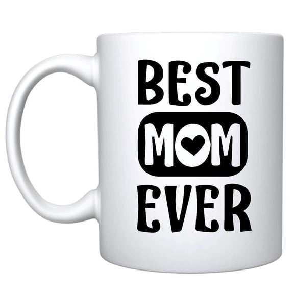Veracco Best Mom Ever White Ceramic Coffee Mug - Funny Birthday Mother's Day Gift For Mom (White)