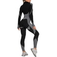 thumbnail image 3 of Chándal de entrenamiento para mujer Conjunto de 2 piezas Leggings de cintura alta y Top corto de manga larga Ropa deportiva de yoga con cremallera frontal M Negro-blanco Jormftte LRWJ007-8, 3 of 6