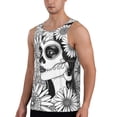 thumbnail image 2 of Pofeuu Floral Sugar Skull Portrait Print Men's Workout Tank Tops Sleeveless Muscle Gym Shirt Quick Dry-3X-Large, 2 of 7