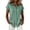 Green, variant on Women's Striped Short Sleeve Button Down Shirt, Cotton Linen Blend Collared Blouse, Casual Rolled Cuff V-Neck Top