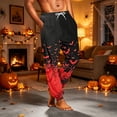 thumbnail image 4 of Men's Halloween Bat Pajama Pants with Pockets & Drawstring - Cuffed Jogger Sleep Bottoms for Men, Elastic Waist Soft Lightweight Lounge Homewear Red M, 4 of 7