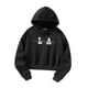 thumbnail image 4 of Sudadera con capucha recortada para mujer, ropa de manga larga, estampado de letras, jersey con capucha L, 4 of 8