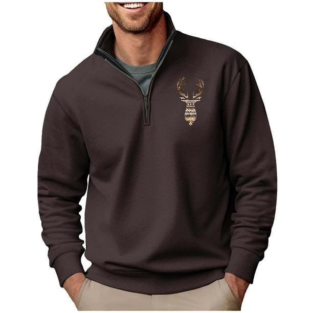 Blusa y camisa de manga larga con cuello alto para hombre, sudadera con capucha estampada, jersey deportivo con media cremallera, blusa de manga larga con cuello alto para hombre, blusa de poliéster