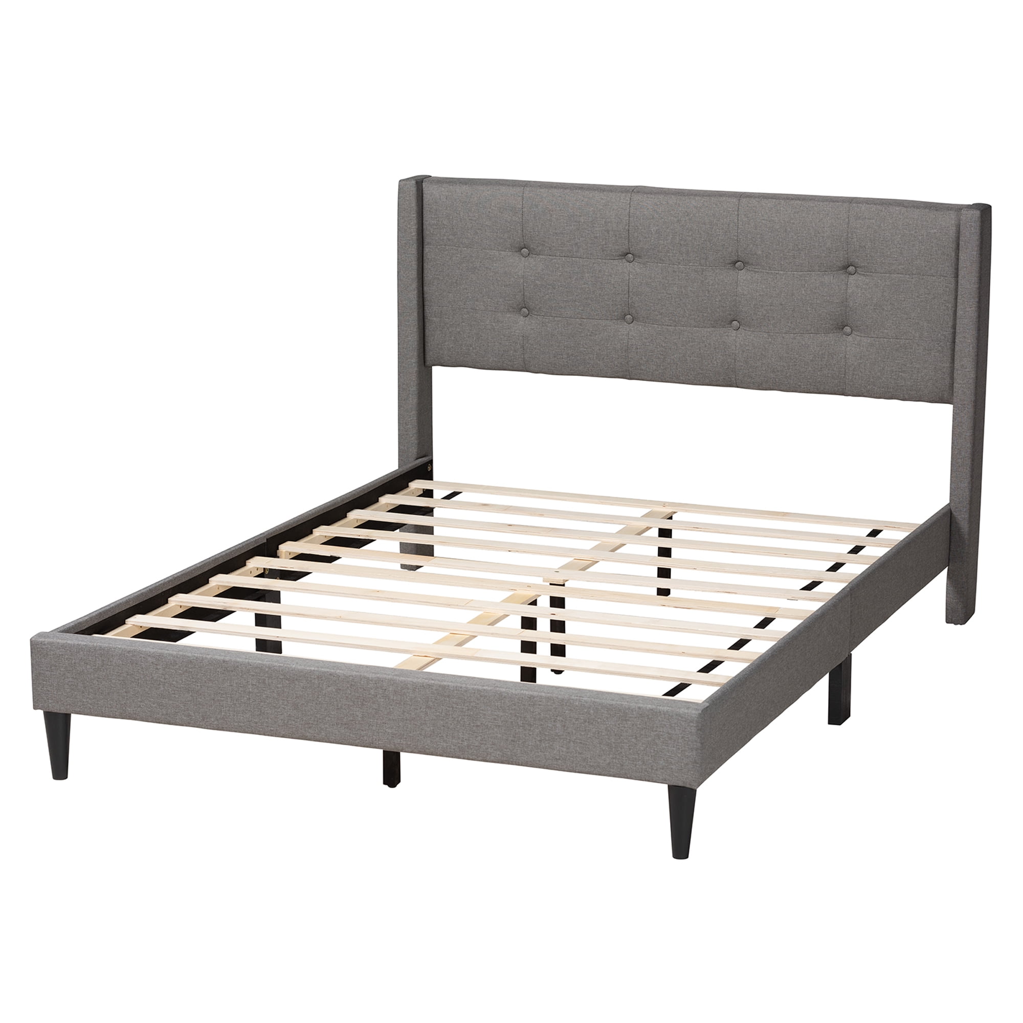 Baxton Studio Casol Mid-Century Modern Transitional Grey Fabric Upholstered Queen Size Platform Bed