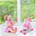 thumbnail image 7 of Pink Foldable Doll Stroller With Heart Bear Print Fabric Lightweight Portable Pretend Play Doll Trolley For Role Play Game(Pink-55X12X9CM), 7 of 7