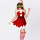 thumbnail image 3 of Conjunto navideño de 3 piezas para mujer, ajustado, color sólido, con cinturón, sombrero, traje de vacaciones FLhrweasw Para estrenar, 3 of 7