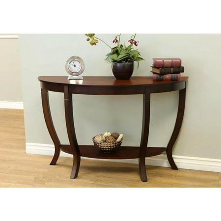 Lewis 48 In Mahogany Half Moon Wood Console Table With Storage Com Mahogany Half Moon Wood Console Table, Half Round Table Plans