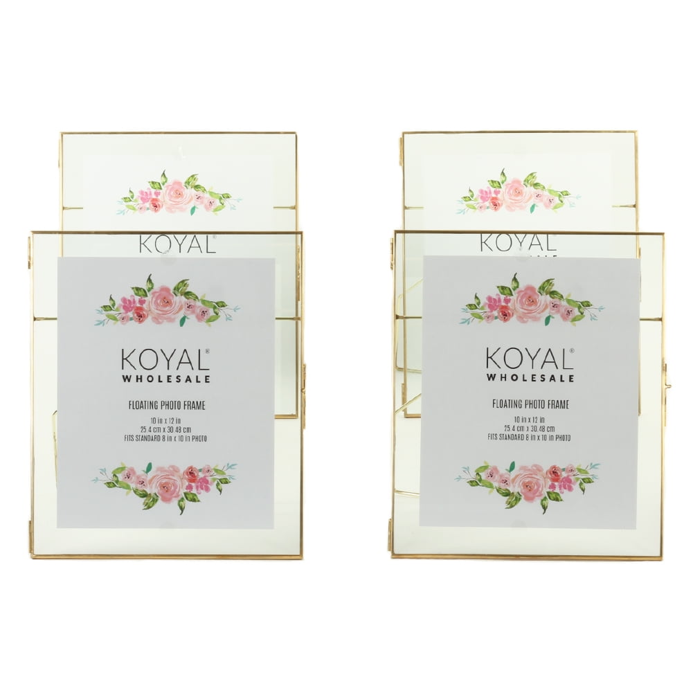 Koyal Wholesale Gold Pressed Glass Floating Photo Frames 10 x 12 Inch