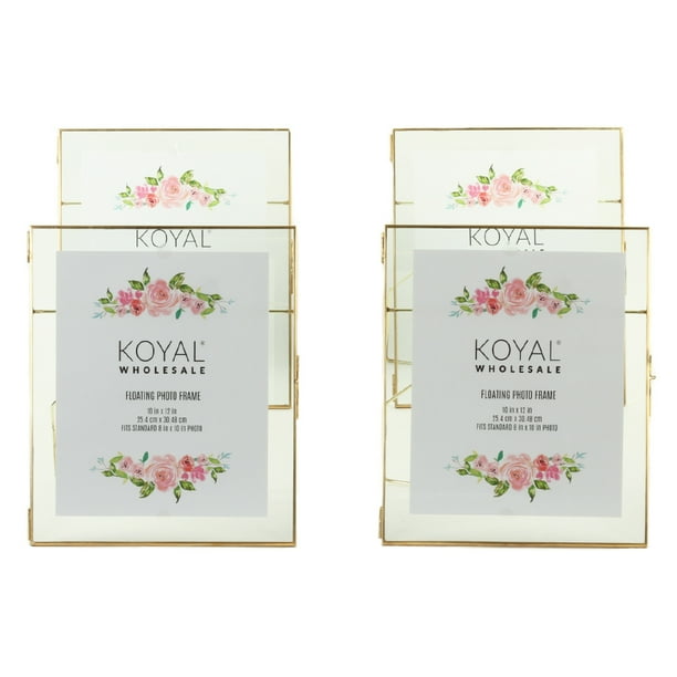 Koyal Wholesale Gold Pressed Glass Floating Photo Frames 10 x 12 Inch
