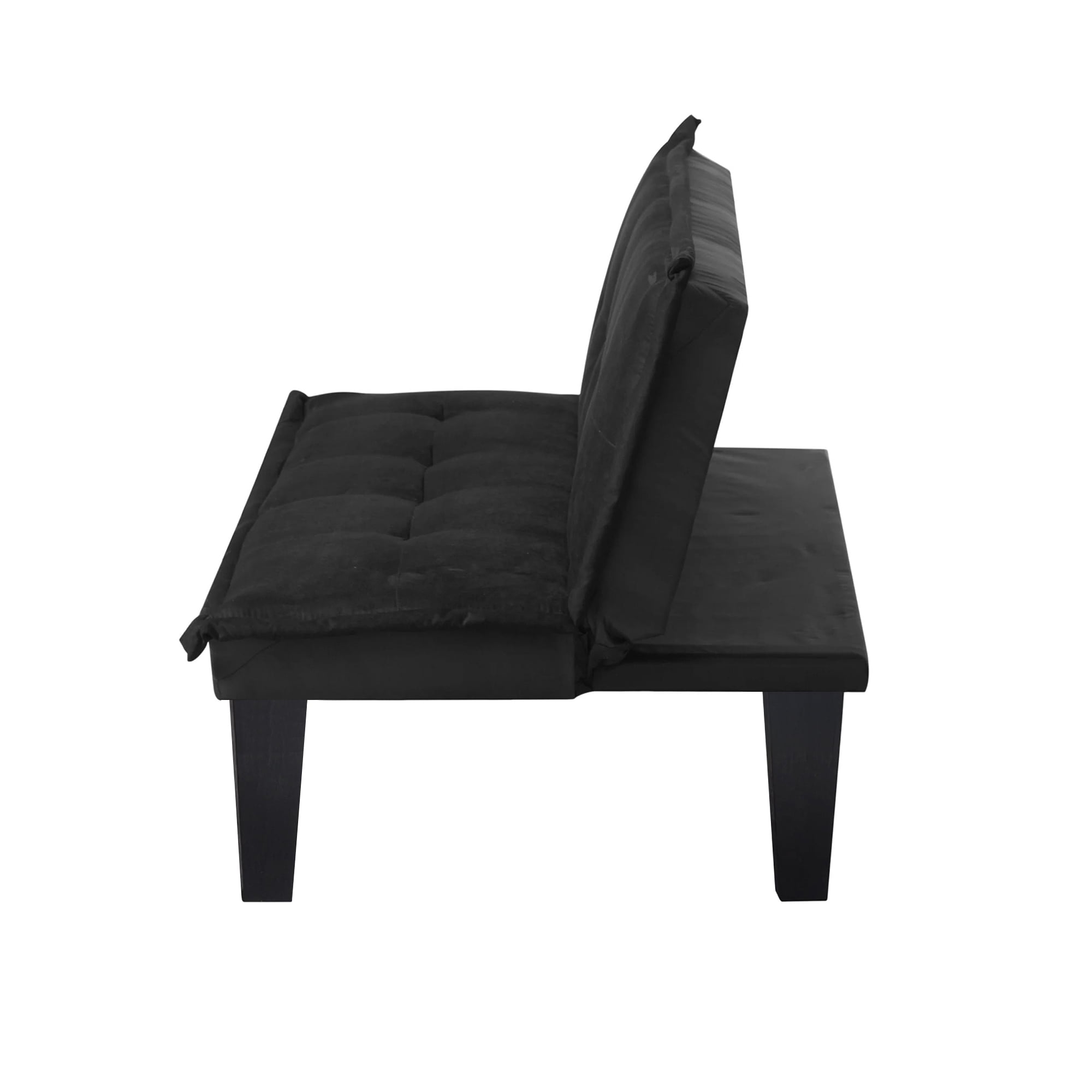 Leumius Black Futon Sofa Bed,Modern Faux Suede Convertible Sofa Bed with 3 Adjustable Backrest Angles,Loveseat Sleeper Couch for Living Room Apartment Furniture