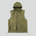 thumbnail image 2 of QATAINLAV Mens Sleeveless Golf Vest Lightweight Loose Hooded Cargo Jackets Summer Zip Up Softshell Windproof Outerwear with Pockets, Army Green, XL, 2 of 7