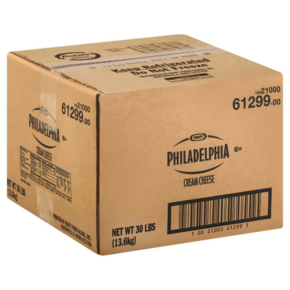 Kraft Philadelphia West Coast Original Cream Cheese - Carton, 30 Pound -- 1 each.