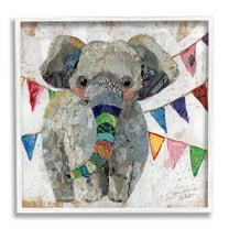 Stupell Industries Modern Elephant Painting Animals & Insects Painting White Framed Art Print Wall Art, 17 x 17