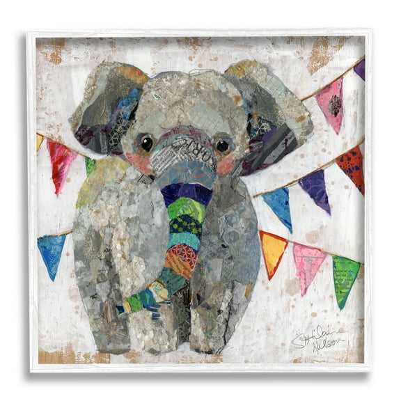 Stupell Industries Modern Elephant Painting Animals & Insects Painting White Framed Art Print Wall Art, 17 x 17