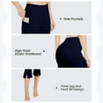 thumbnail image 6 of Women Flare Capris Leggings with Pockets, Side Split Yoga Pants Casual Summer High Waist Stretchy Cropped Pants Shorts for Plus Size Lady Navy XXL, 6 of 9