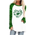 thumbnail image 1 of Plebaso Hauts pour Femmes de la Saint-Patrick Blouses à Col Rond Trèfle Imprimé Manches Longues T-Shirts Décontractés pour Femmes, 1 of 4
