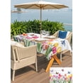 thumbnail image 4 of Outdoor Tablecloth with Umbrella Hole and Zipper, Tulips Spring Floral Rectangle Table Cloth 60x102 Inch Waterproof Tablecloth, Pastoral Flowers Butterfly Wooden Picnic Table Cover for Patio Camping, 4 of 7