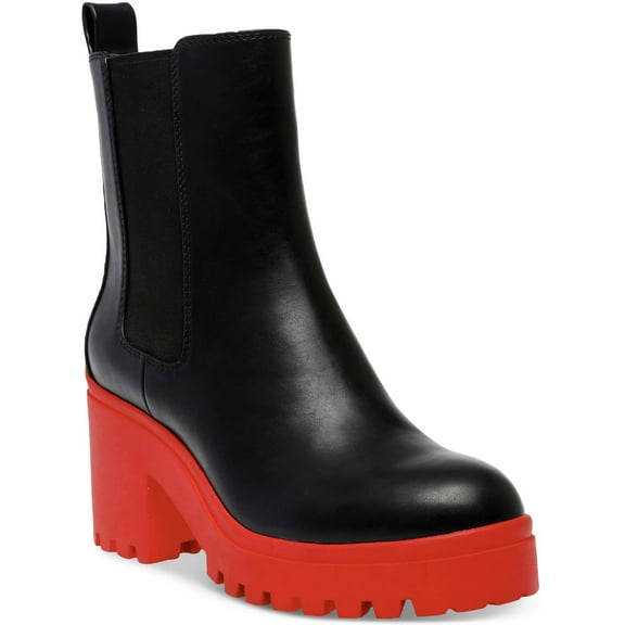 Wild Pair Womens Brooklan Faux Leather Lug Sole Chelsea Boots