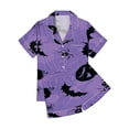thumbnail image 5 of JIANLAI Short Sleeve Sleepshirt Cute Ghost & Floral All‑Over Print Notched Lapel Button‑Down Short‑Sleeve Top & Elastic Waist Shorts Loungewear Multiple Patterns Available S‑XXXL, 5 of 5