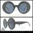 thumbnail image 4 of Womens Tall Oval Round Thick Retro Mod Plastic Fashion Sunglasses Pink Green - Black, 4 of 8