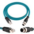 thumbnail image 1 of Cable Ethernet Lonlonty M12 de 4 pines a RJ45 Cat6 de 1 m blindado, 1 of 7