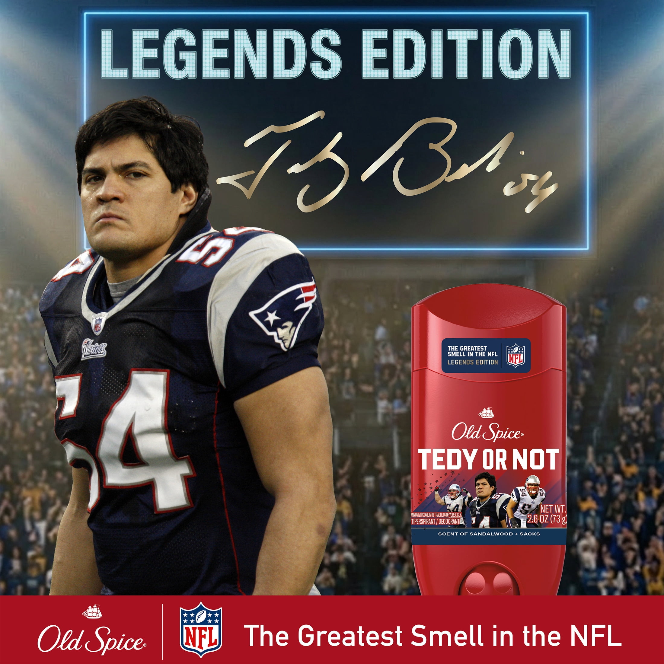 Old Spice Deodorant for Men, Antiperspirant, NFL Collection, Tedy Bruschi, Scent of Sandalwood + Sacks, 2.6 oz