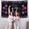 thumbnail image 4 of Happy 17th Birthday Banner, Purple Happy 17th Birthday Party Decorations for Girls, 17 Year Old Birthday Supplies Backdrop Décor, 5.9 X 3.8 Fts, 4 of 10