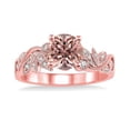 thumbnail image 2 of Huge 1.50 Carat Round cut Morganite and Diamond Flower leaf shape Engagement Ring for Women in 14k Rose Gold engagement ring, 2 of 2