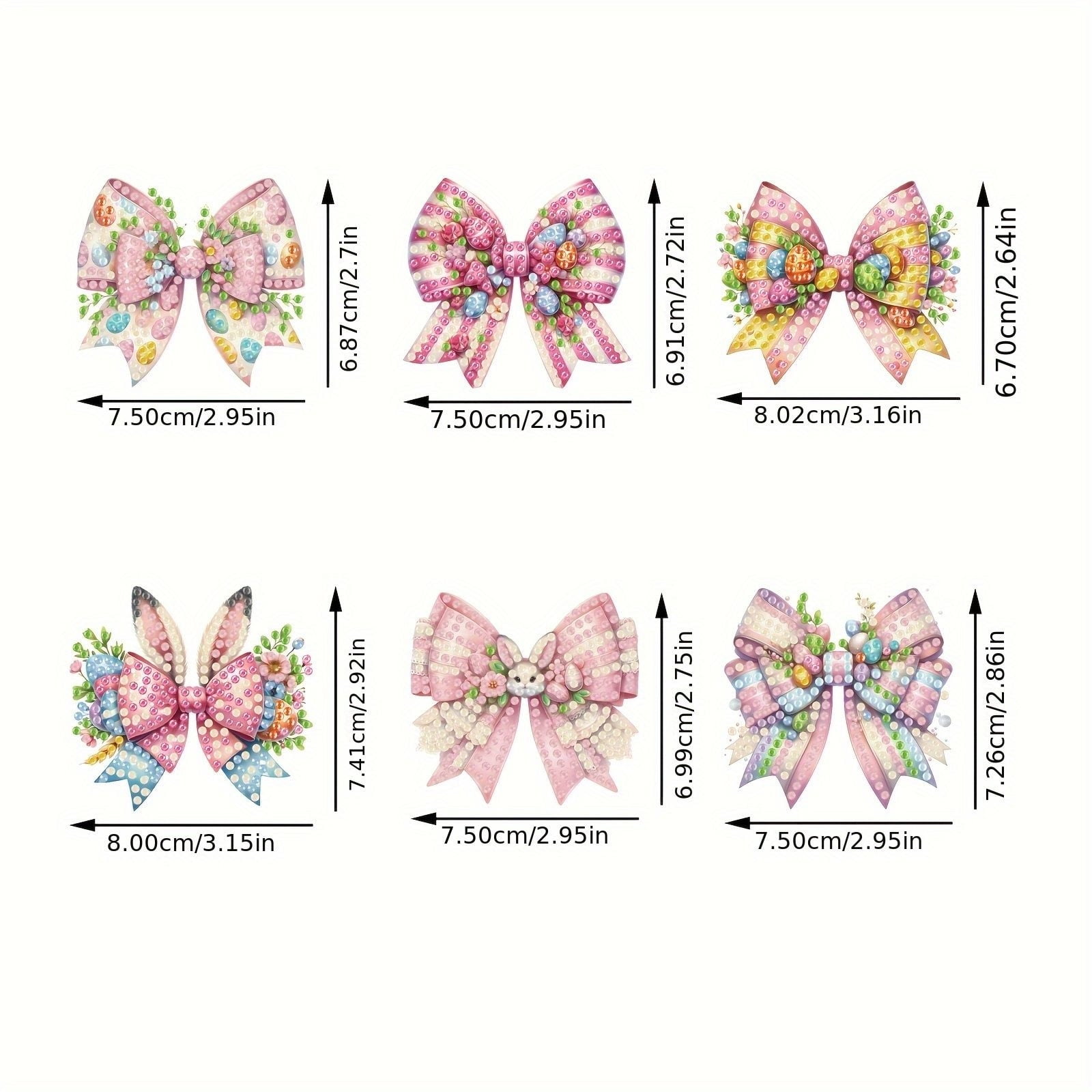 FLOPESN 6Pcs Holiday DIY Diamond Art Painting Refrigerator Magnet,Creative Design Easter St. Patrick's Day Acrylic Home Decors-Bow